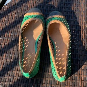 Sperry Clara Flat - Green/Navy - Size 9.5